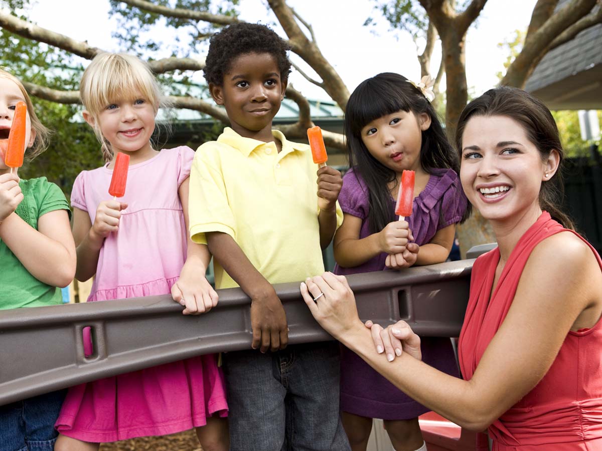 A teacher with her students