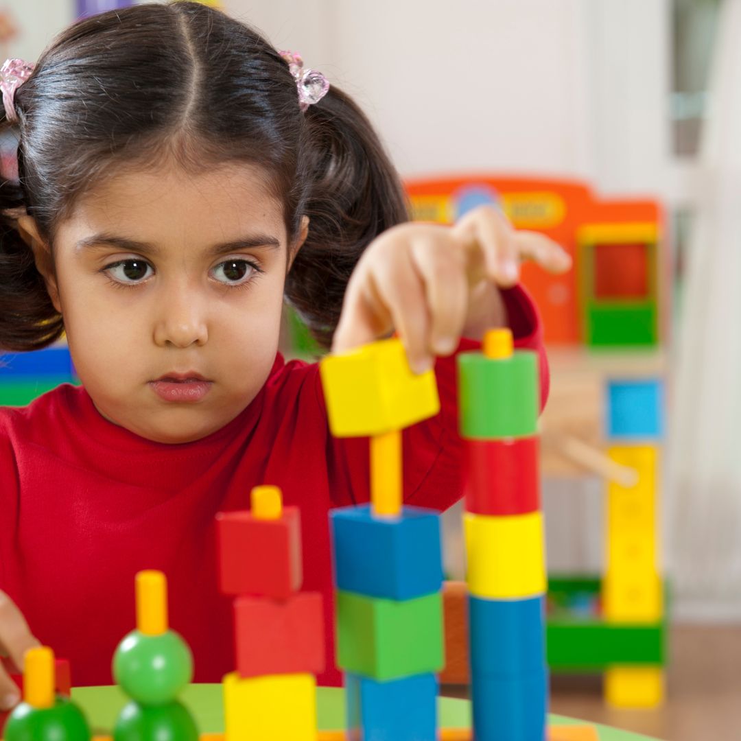 Child playing iwth blocks
