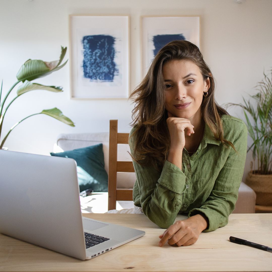 woman at work with laptop