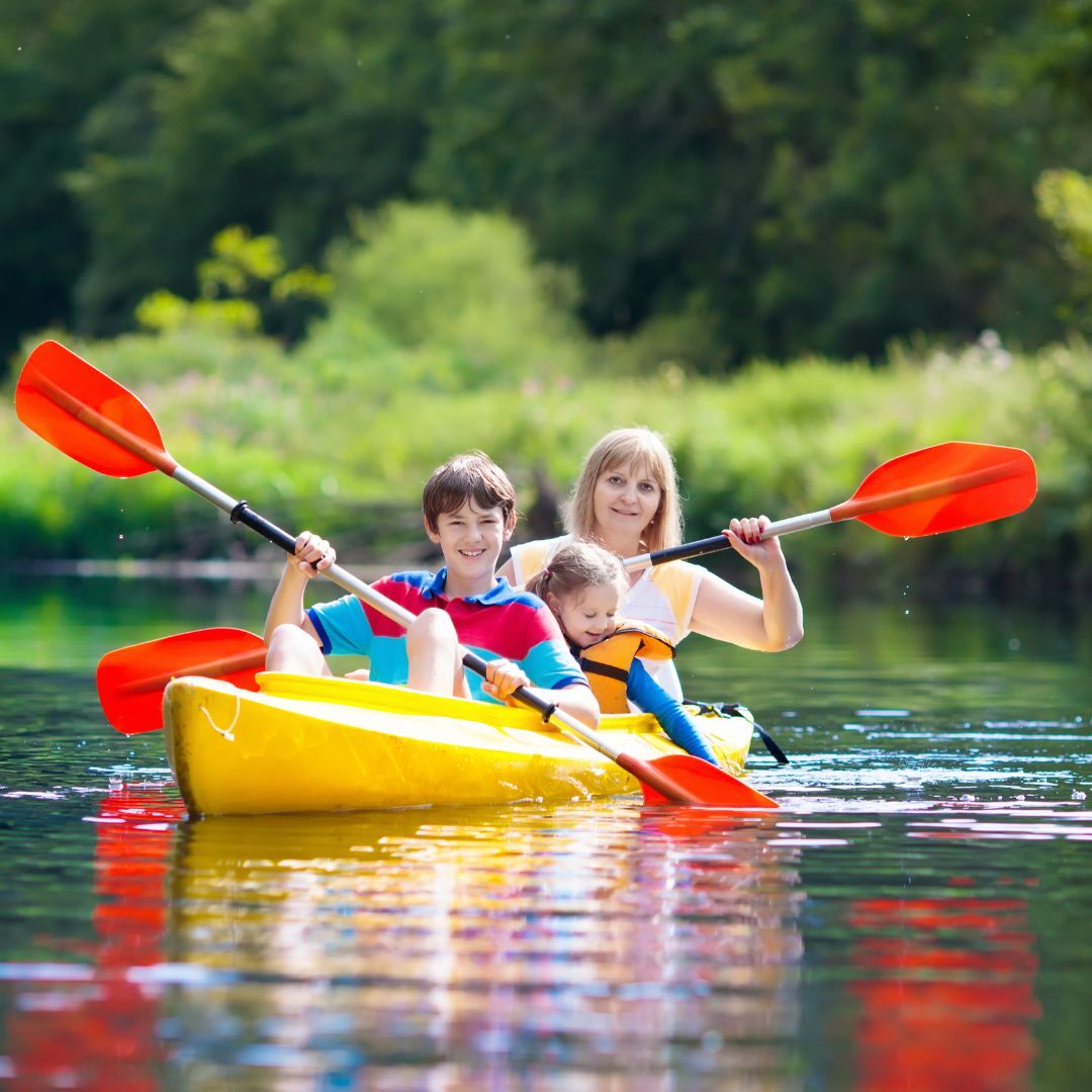 Children on a kayak.