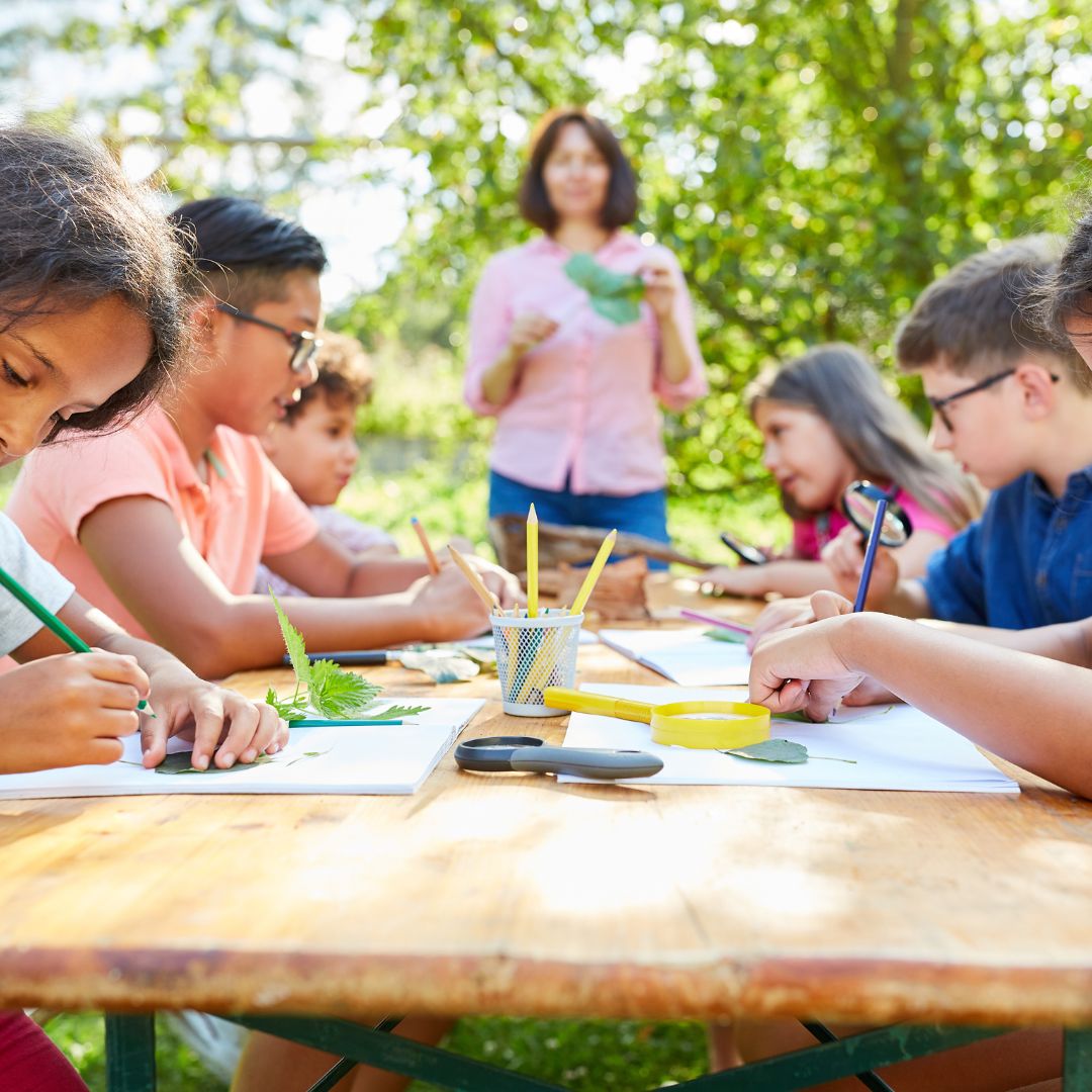 Children painting.