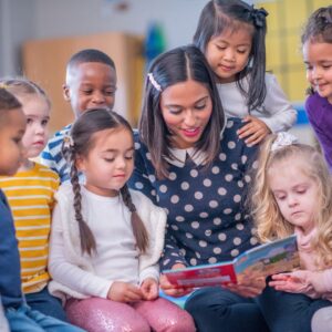 a daycare class reading together