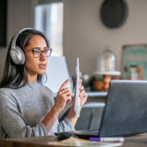 a teacher communicating with a parent over zoom