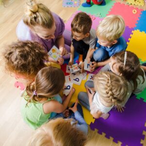 Children sitting in a circle.