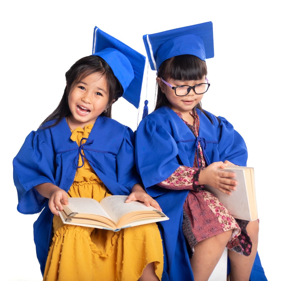 kids in graduation cap and gowns
